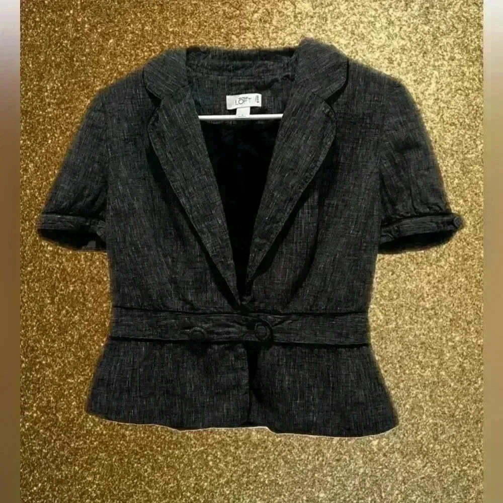 Ann Taylor Loft Womens 4 Blazer Jacket‎ Gray Two Buttons Career (0463)